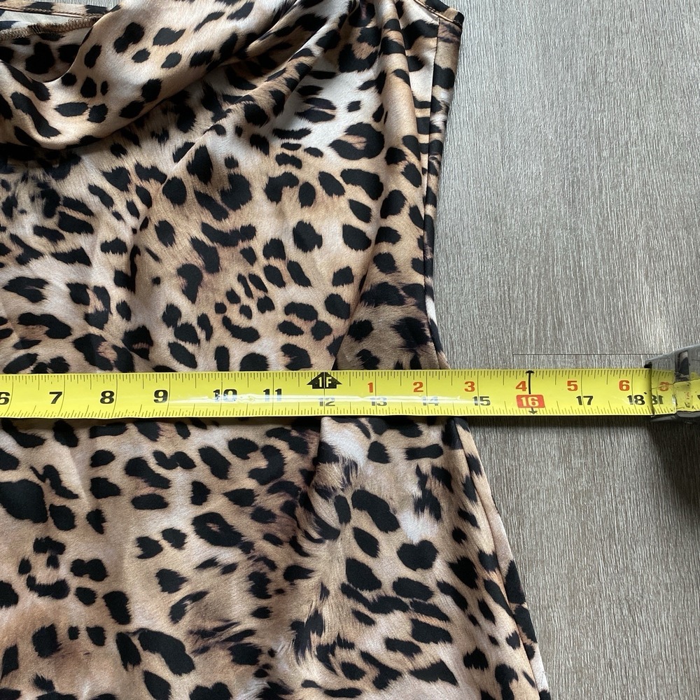 Guess Cowl Neck Leopard Print Silk Satin Slip Dress Size Medium Cherry Girl Y2k - Picture 4 of 7